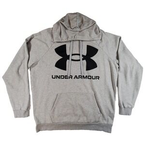 Under Armour Mens XL Tall Hoodie Gray Pullover Fleece Logo Sweatshirt